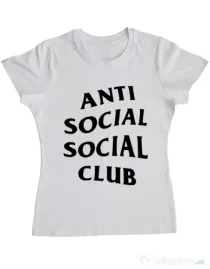 Tricou ADLER dama Anti social Club Alb