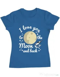 Tricou ADLER dama To the moon and back Albastru azuriu