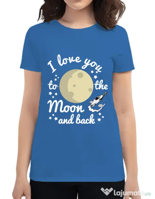 Tricou ADLER dama To the moon and back Albastru azuriu