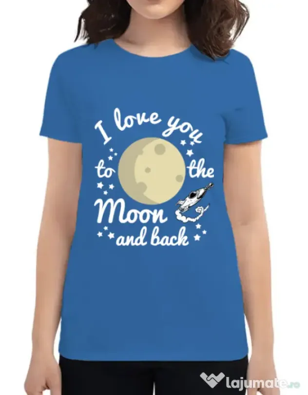 Tricou ADLER dama To the moon and back Albastru azuriu