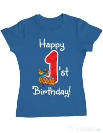 Tricou ADLER dama Happy Birthday! Albastru azuriu