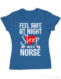 Tricou ADLER dama Feel safe at night Albastru azuriu