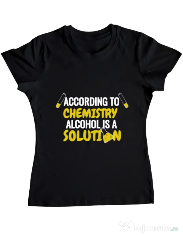 Tricou ADLER dama Alcohol is a solution Negru