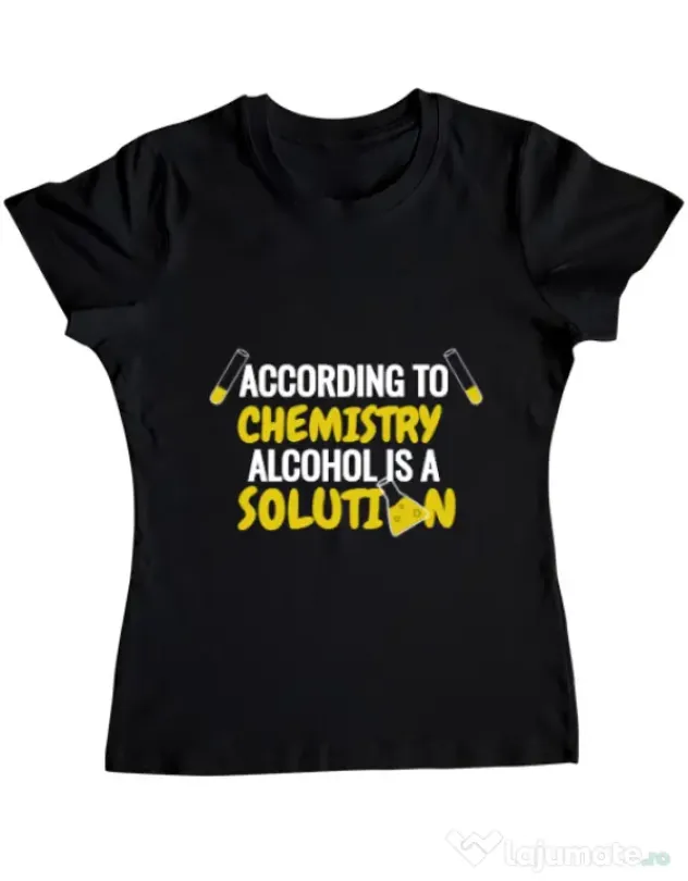 Tricou ADLER dama Alcohol is a solution Negru
