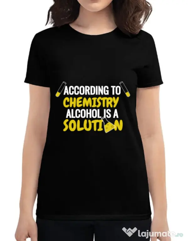 Tricou ADLER dama Alcohol is a solution Negru