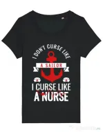 Tricou STANLEY STELLA dama Curse like a nurse Negru