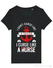Tricou STANLEY STELLA dama Curse like a nurse Negru