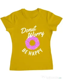 Tricou ADLER dama Be happy Galben