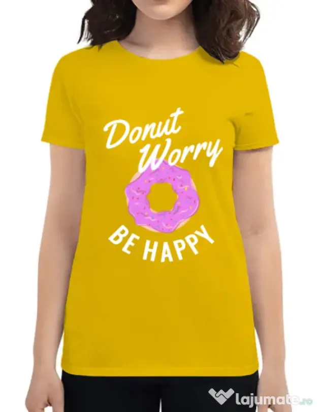 Tricou ADLER dama Be happy Galben