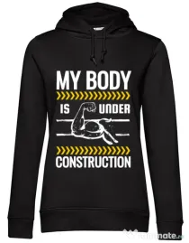 Hoodie dama cu gluga Under construction Negru