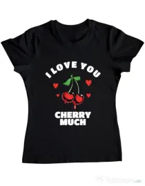 Tricou ADLER dama Love you cherry much Negru