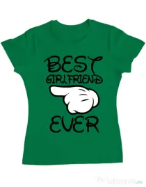 Tricou ADLER dama Best girlfriend ever Verde mediu