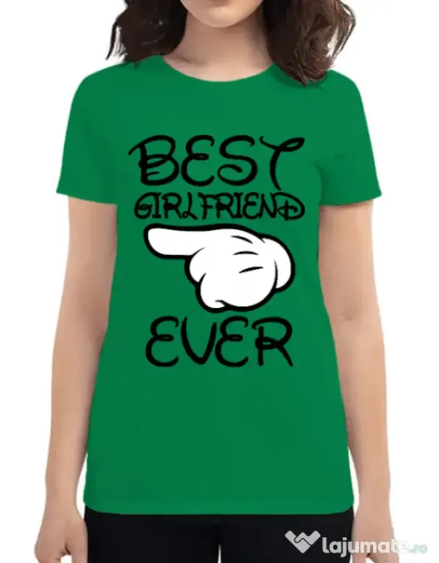 Tricou ADLER dama Best girlfriend ever Verde mediu