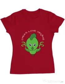 Tricou ADLER dama Chicks love vegans Rosu