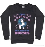 Bluza ADLER dama Just a unicorn Negru melanj
