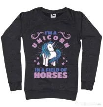 Bluza ADLER dama Just a unicorn Negru melanj