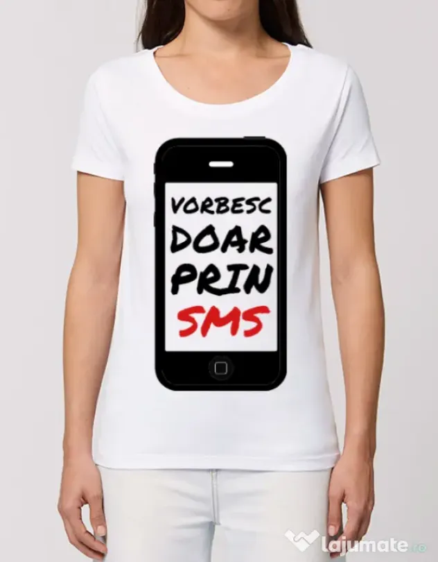 Tricou STANLEY STELLA dama Vorbesc doar prin sms Alb