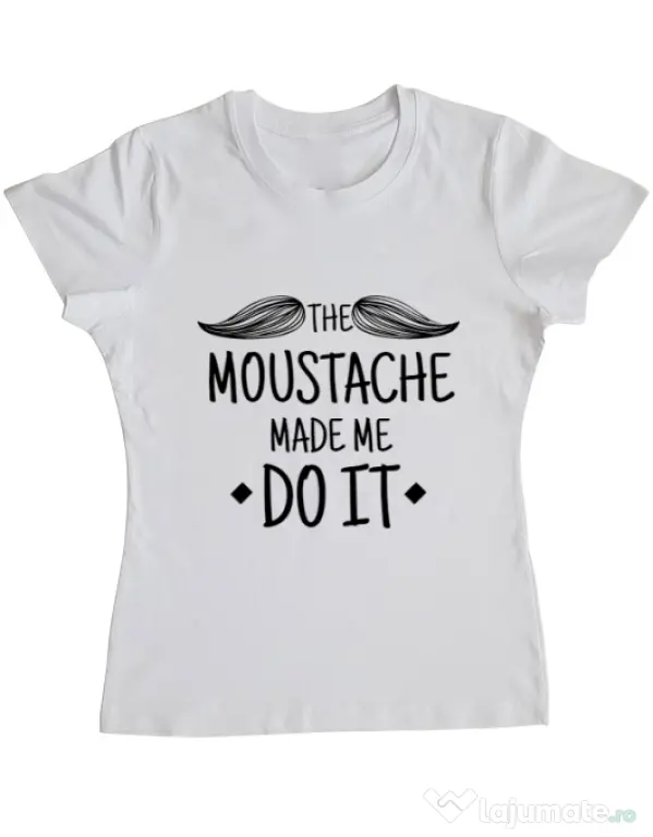 Tricou ADLER dama The moustache Alb