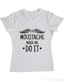 Tricou ADLER dama The moustache Alb