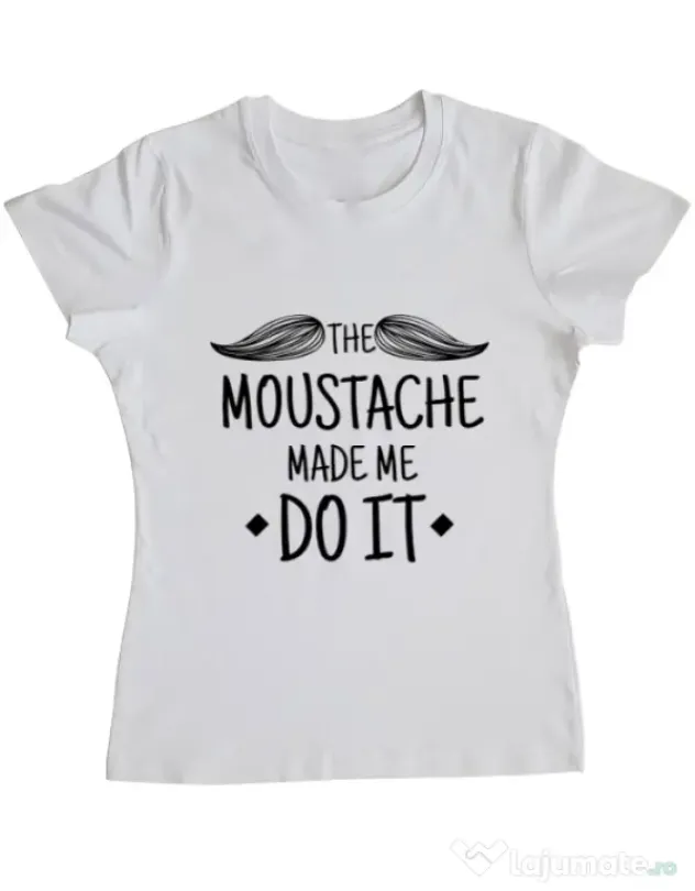 Tricou ADLER dama The moustache Alb