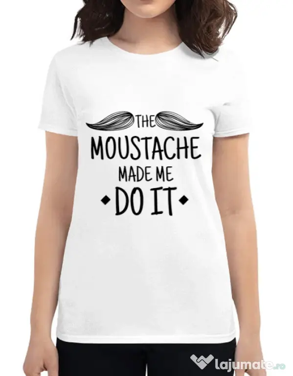 Tricou ADLER dama The moustache Alb