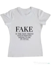 Tricou ADLER dama Fake is the new trend Alb