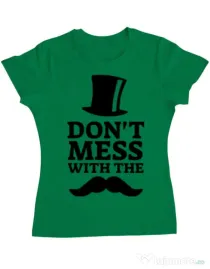 Tricou ADLER dama Do not mess with the moustache Verde mediu