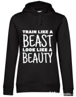 Hoodie dama cu gluga Train like a beast Negru
