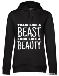 Hoodie dama cu gluga Train like a beast Negru
