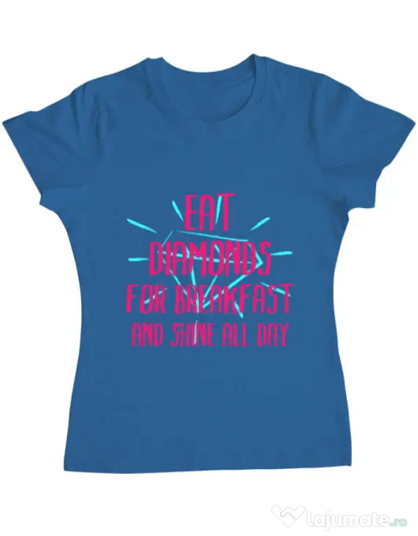 Tricou ADLER dama Eat diamonds Albastru azuriu