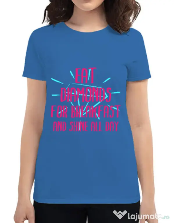 Tricou ADLER dama Eat diamonds Albastru azuriu