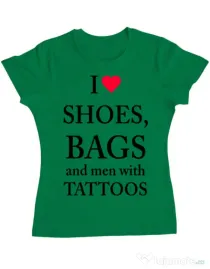 Tricou ADLER dama I love shoes Verde mediu