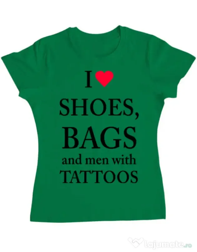 Tricou ADLER dama I love shoes Verde mediu