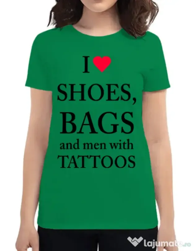 Tricou ADLER dama I love shoes Verde mediu