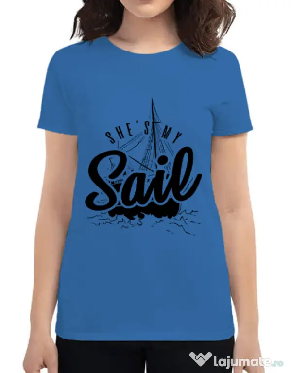 Tricou ADLER dama She s my sail Albastru azuriu