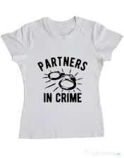 Tricou ADLER dama Partners in crime 1 Alb 