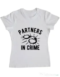 Tricou ADLER dama Partners in crime 1 Alb