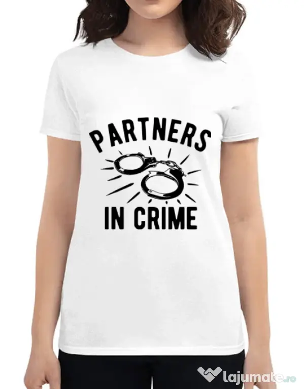 Tricou ADLER dama Partners in crime 1 Alb