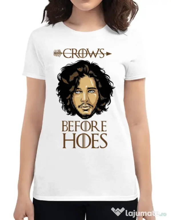 Tricou ADLER dama Crows Before Hoes Alb