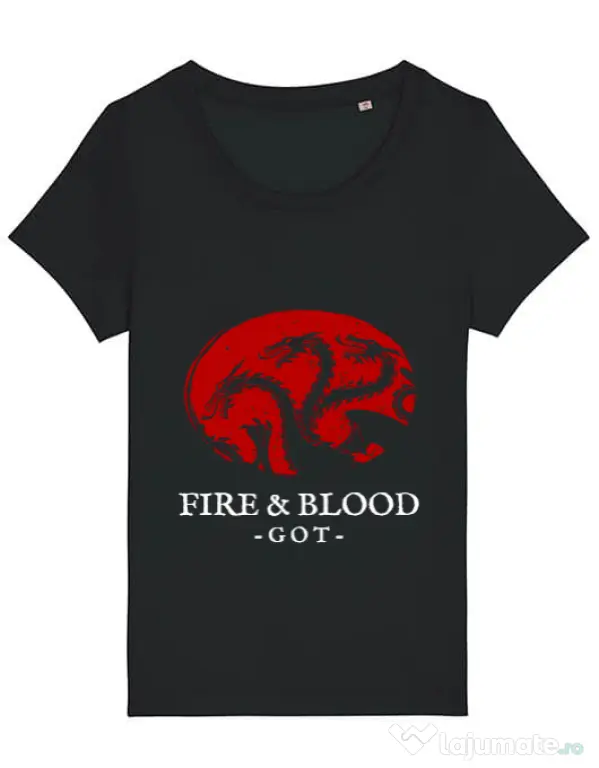 Tricou STANLEY STELLA dama Fire and Blood Targaryen Negru