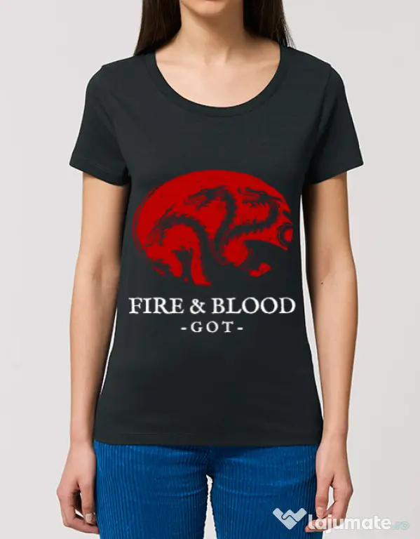 Tricou STANLEY STELLA dama Fire and Blood Targaryen Negru