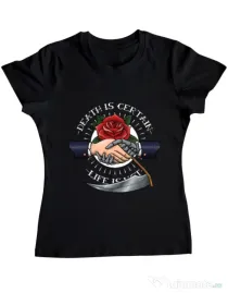 Tricou ADLER dama Death is certain Negru