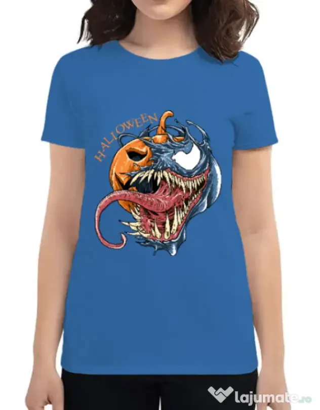Tricou ADLER dama Halloween Venom Albastru azuriu