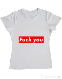 Tricou ADLER dama Fuck you Alb