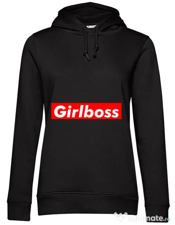 Hoodie dama cu gluga Girlboss Negru