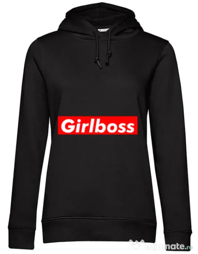Hoodie dama cu gluga Girlboss Negru