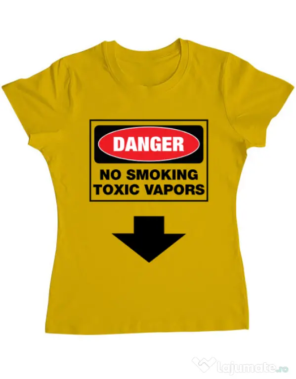 Tricou ADLER dama Danger No Smoking Galben