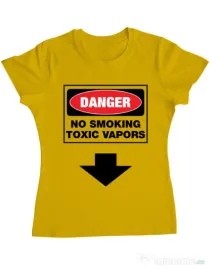 Tricou ADLER dama Danger No Smoking Galben