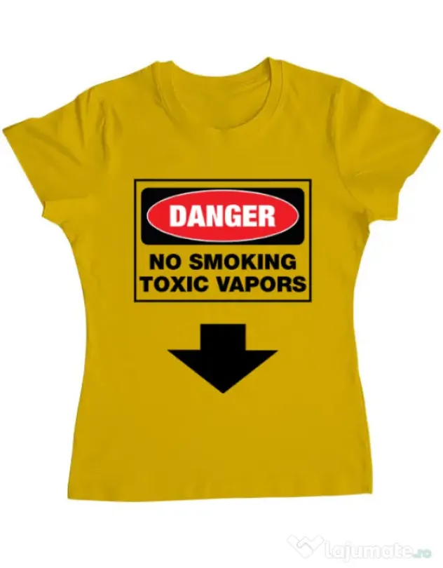 Tricou ADLER dama Danger No Smoking Galben