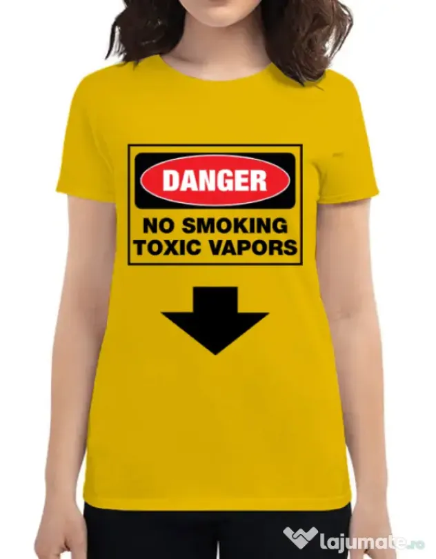 Tricou ADLER dama Danger No Smoking Galben